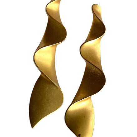Vintage Gold Tone Matte Swirl Drop Earring