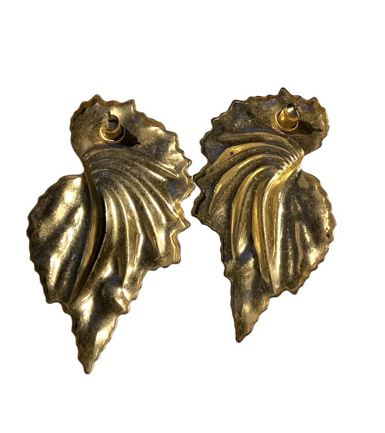 Vintage RARE 80s Peach Gold Hardware Earrings