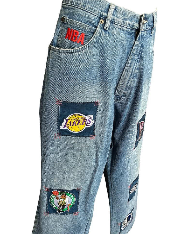Vintage Y2K NBA Patchwork Denim