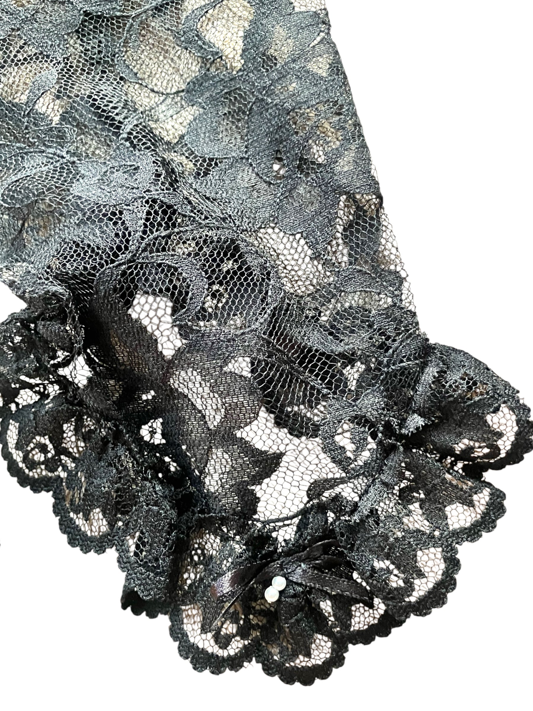 Vintage 1980s Black Bridal Lace Gloves