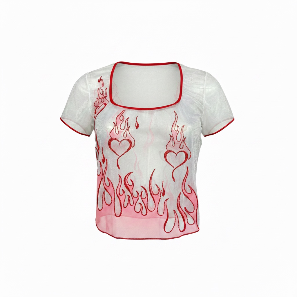 Vintage Y2K Sheer Beaded Top