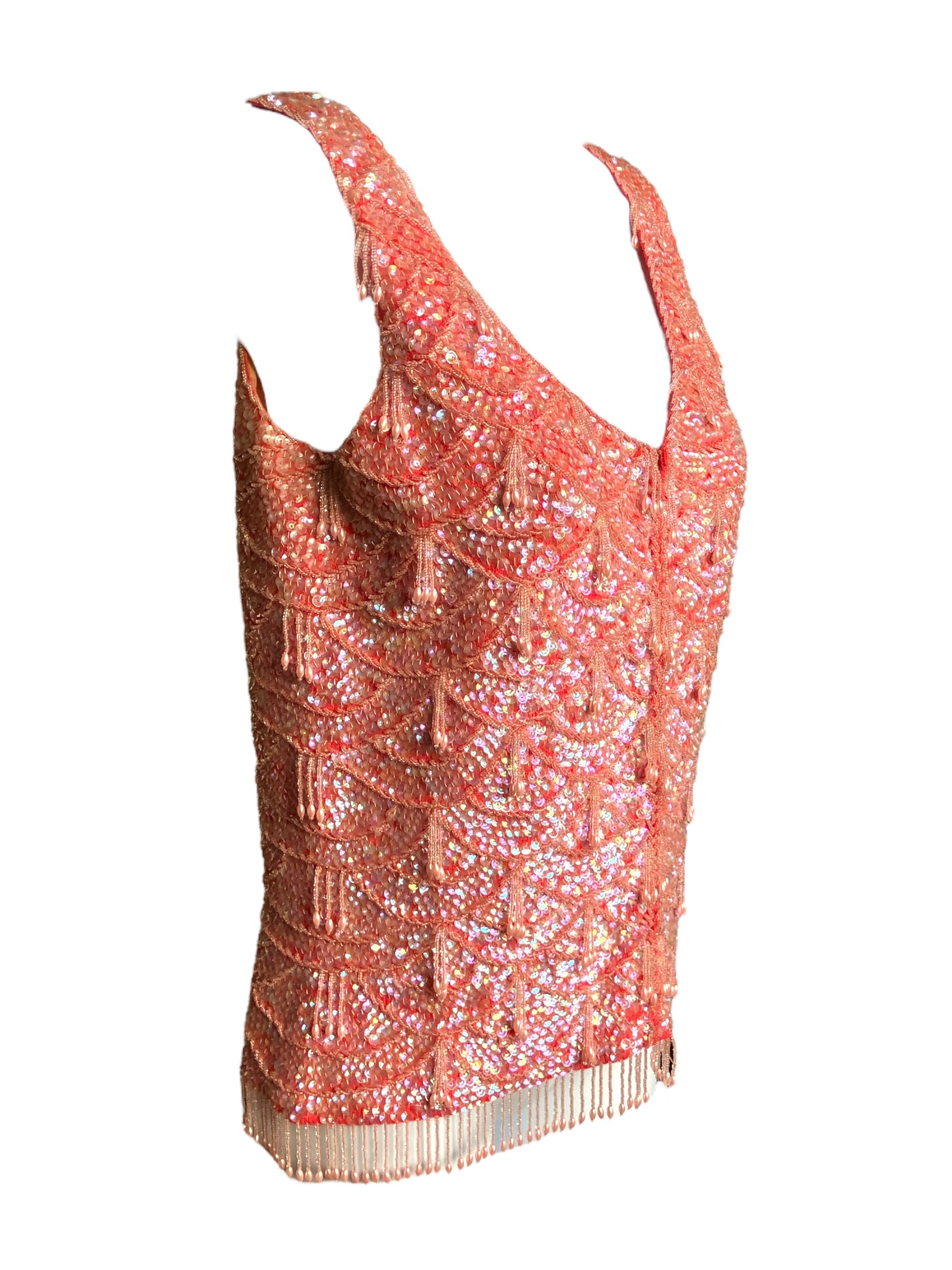 Vintage MCM 1950s Beaded Wool Knit Tank