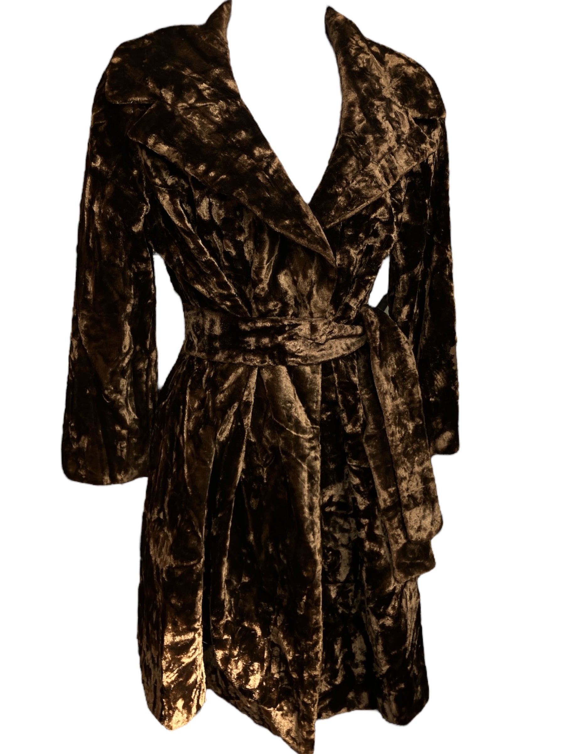 Vintage 1960s Crushed Velvet Trench Coat