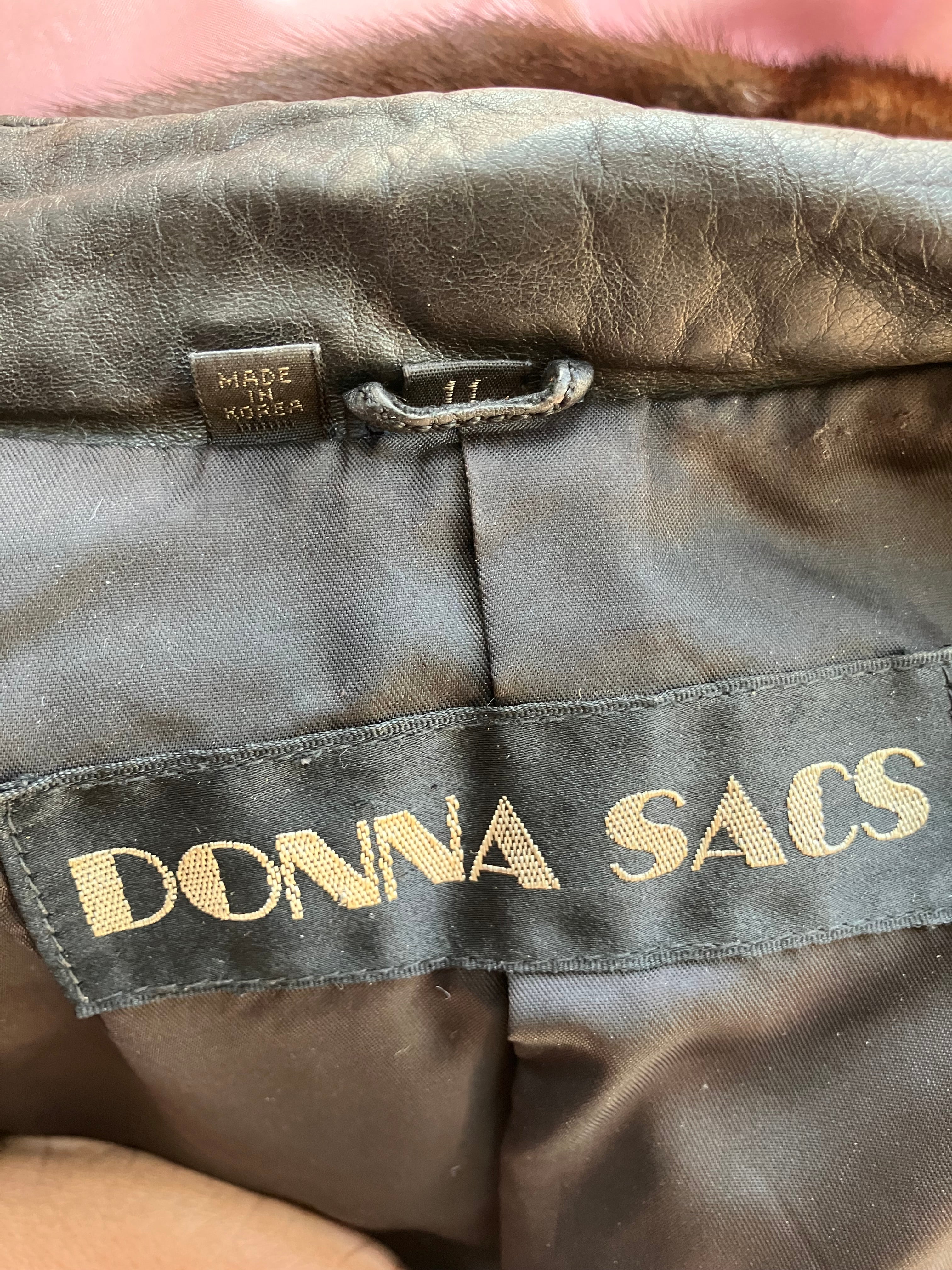Vintage 1990s Donna Sacs Leather Cropped Jacket