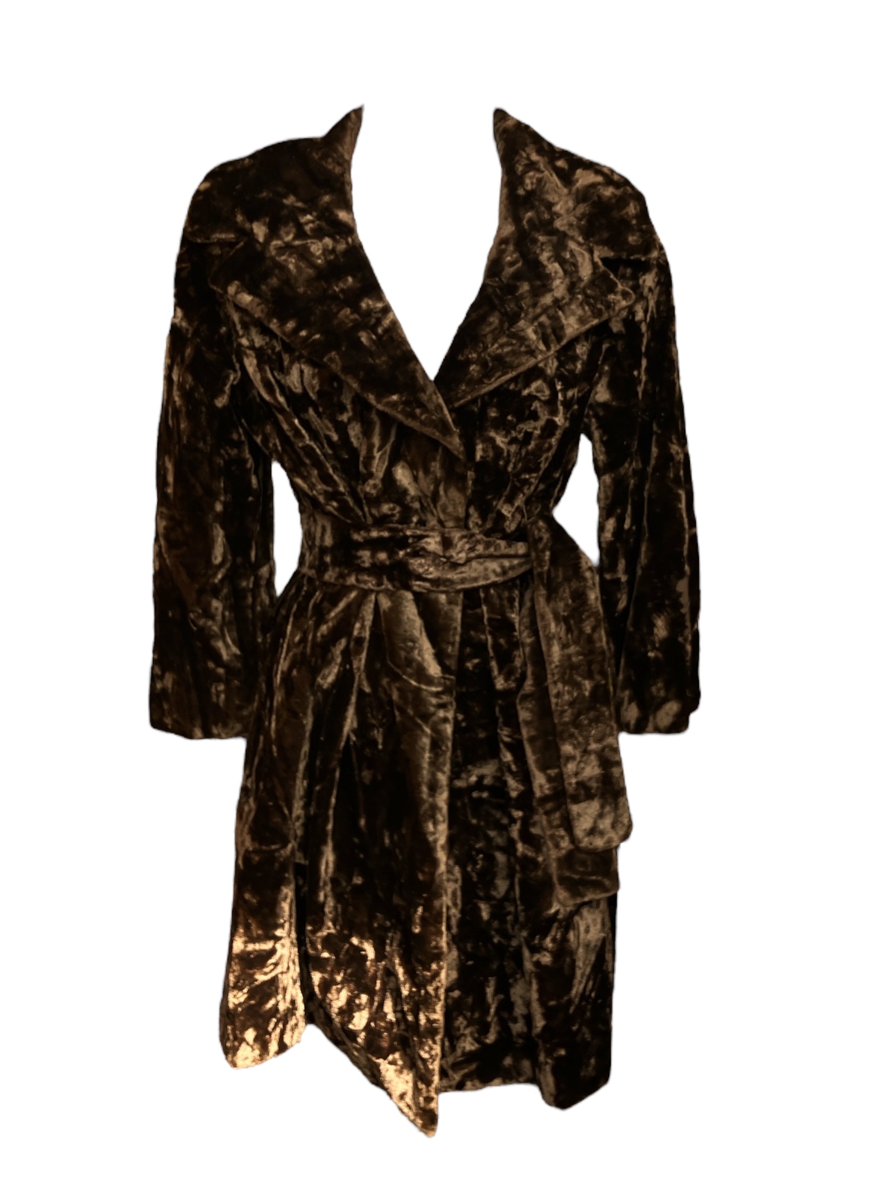 Vintage 1960s Crushed Velvet Trench Coat