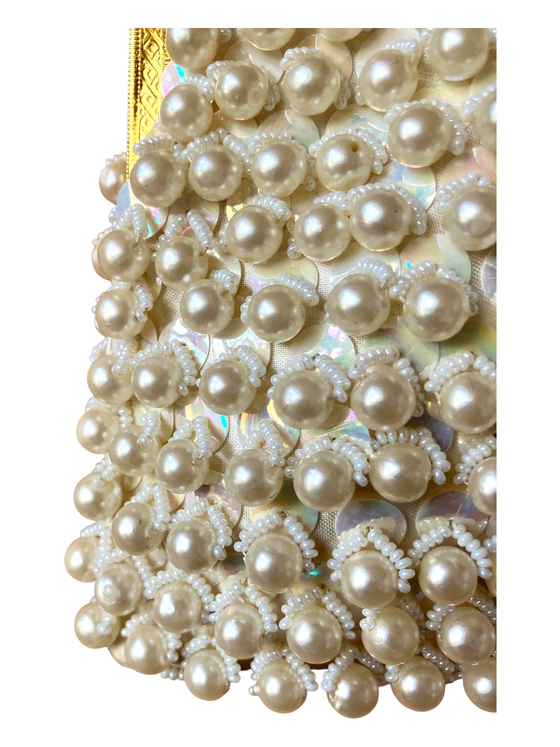Vintage Mid-Century Gold Faux Pearl Purse