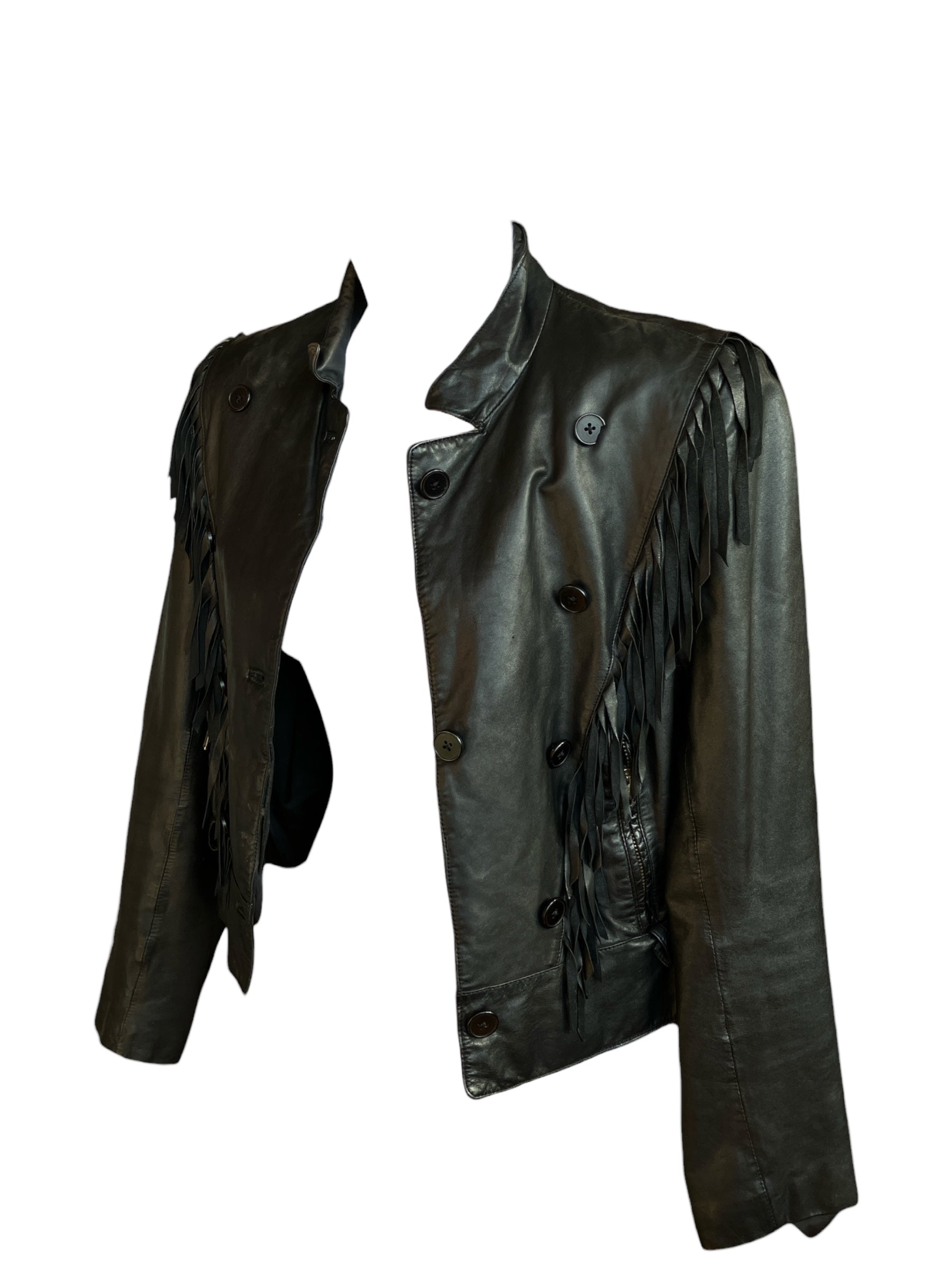 Vintage 1990s Donna Sacs Leather Cropped Jacket