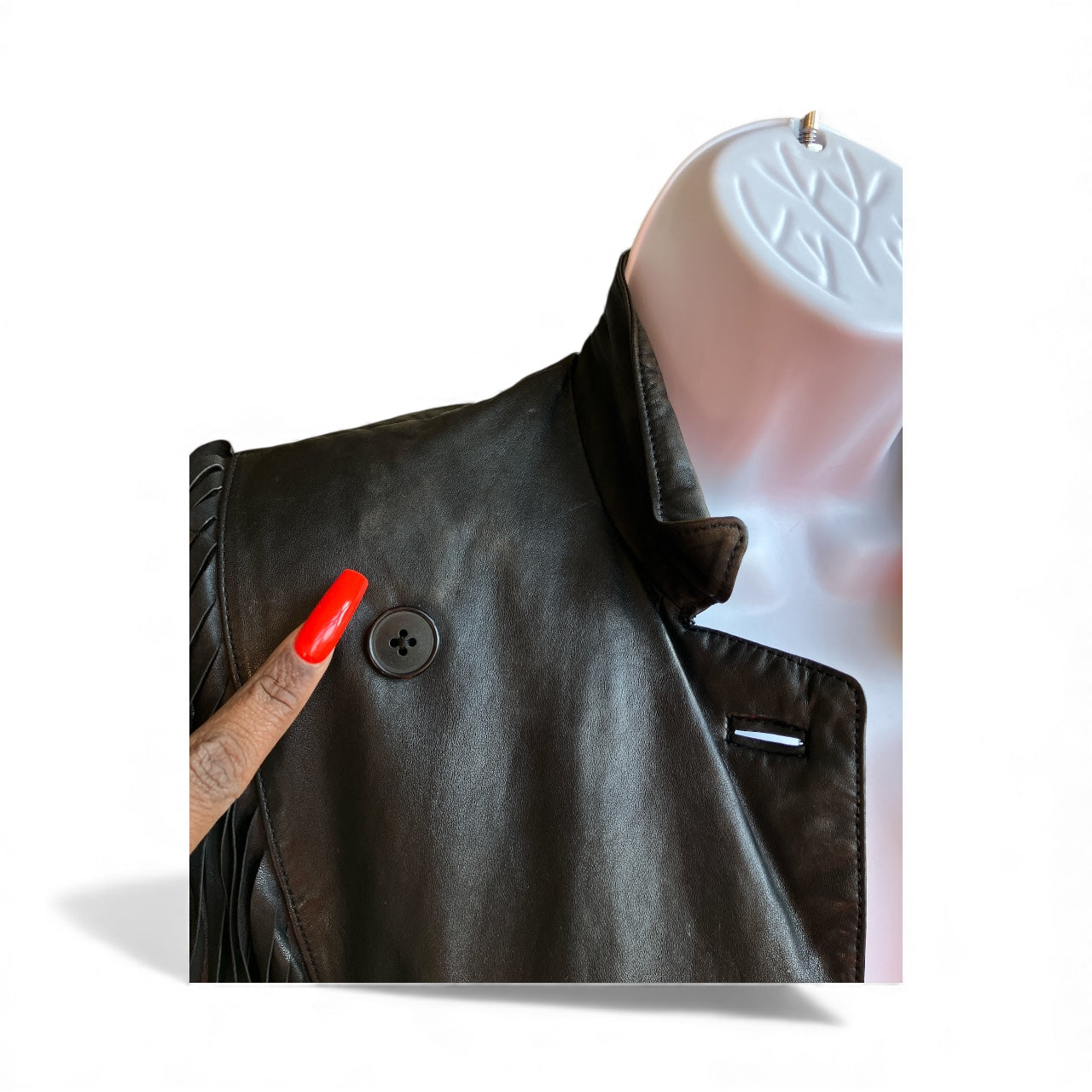 Vintage 1990s Donna Sacs Leather Cropped Jacket