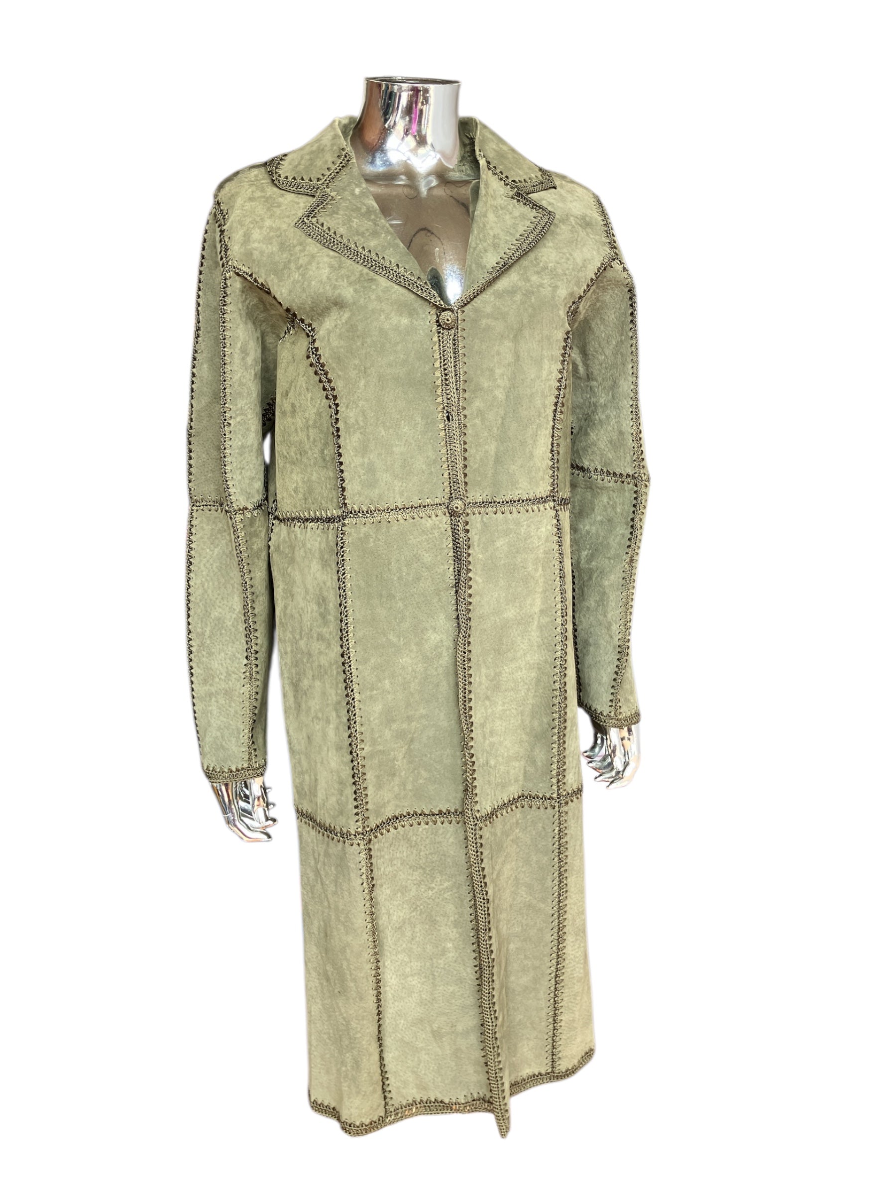 Vintage Y2K Leather Suede Trench Coat