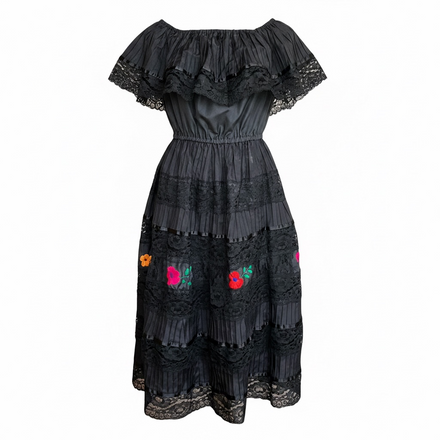 Vintage Off the Shoulder Spanish Dress