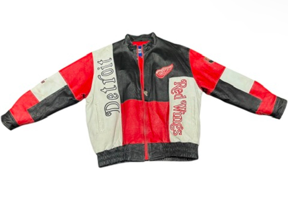 Vintage Rare Detroit Red Wings Leather Coat