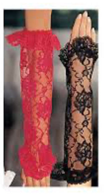 Vintage 1980s Black Bridal Lace Gloves