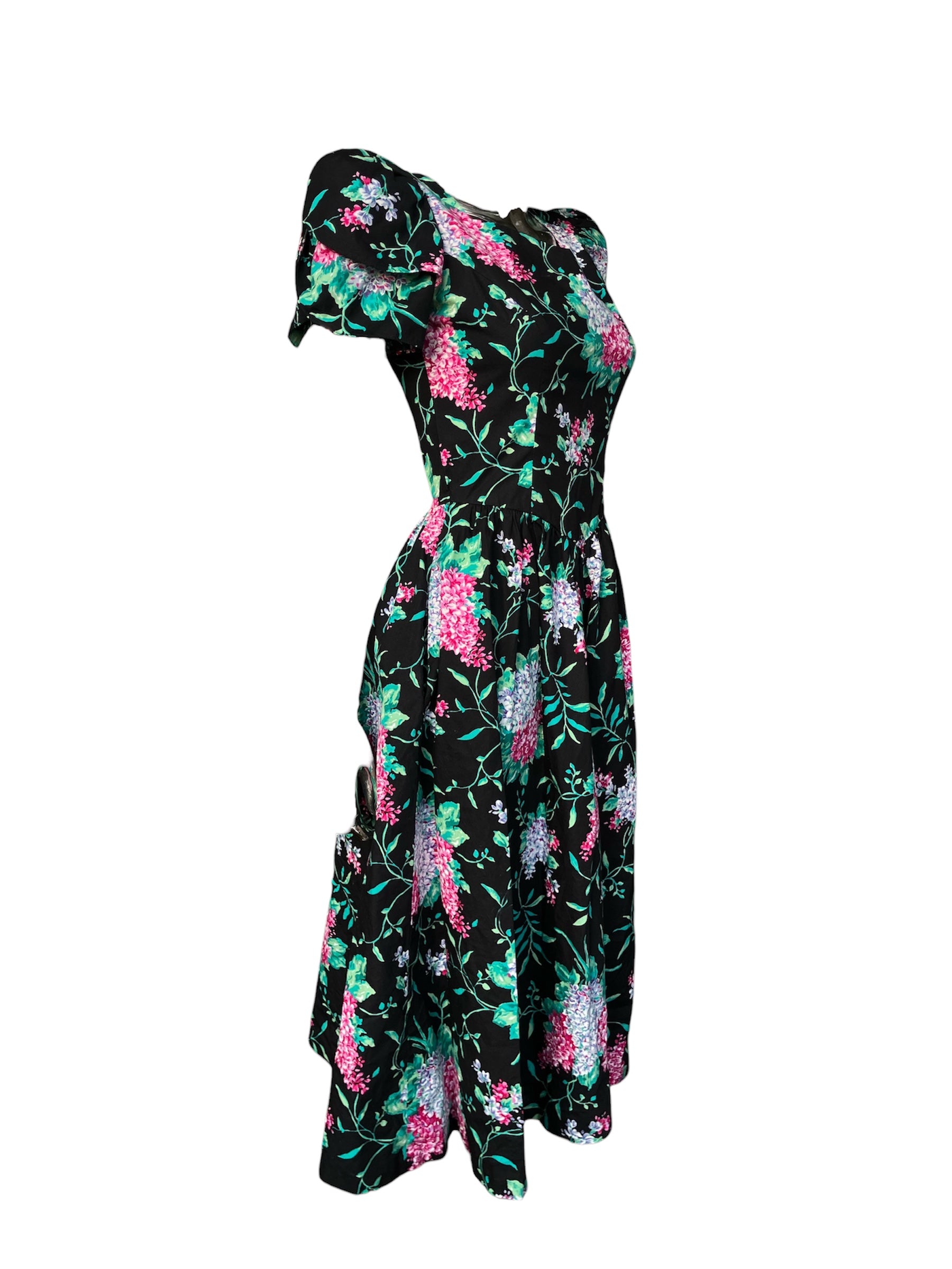 “EASTSIDE SOFT LIFE” FLORAL 1980s DRESS