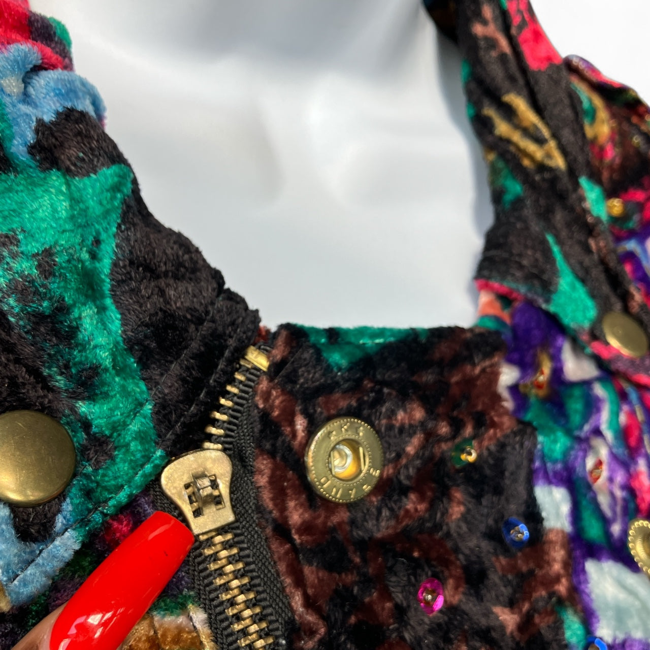 Vintage 80s Bomber Velvet Sequins Jacket