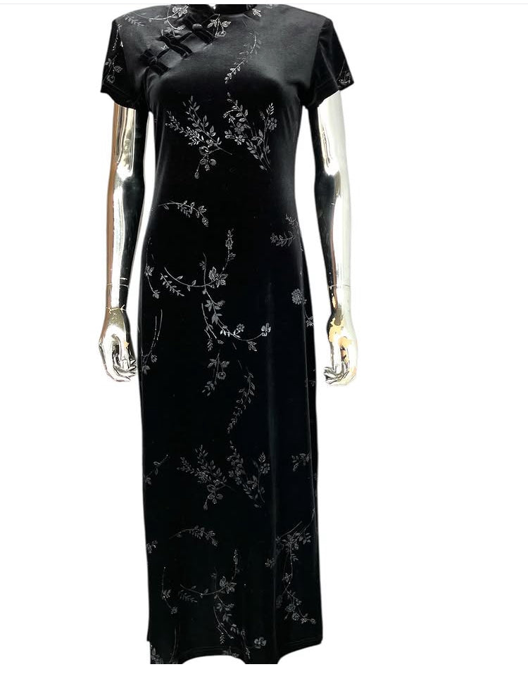 Vintage 1990s Velvet Floral Dress