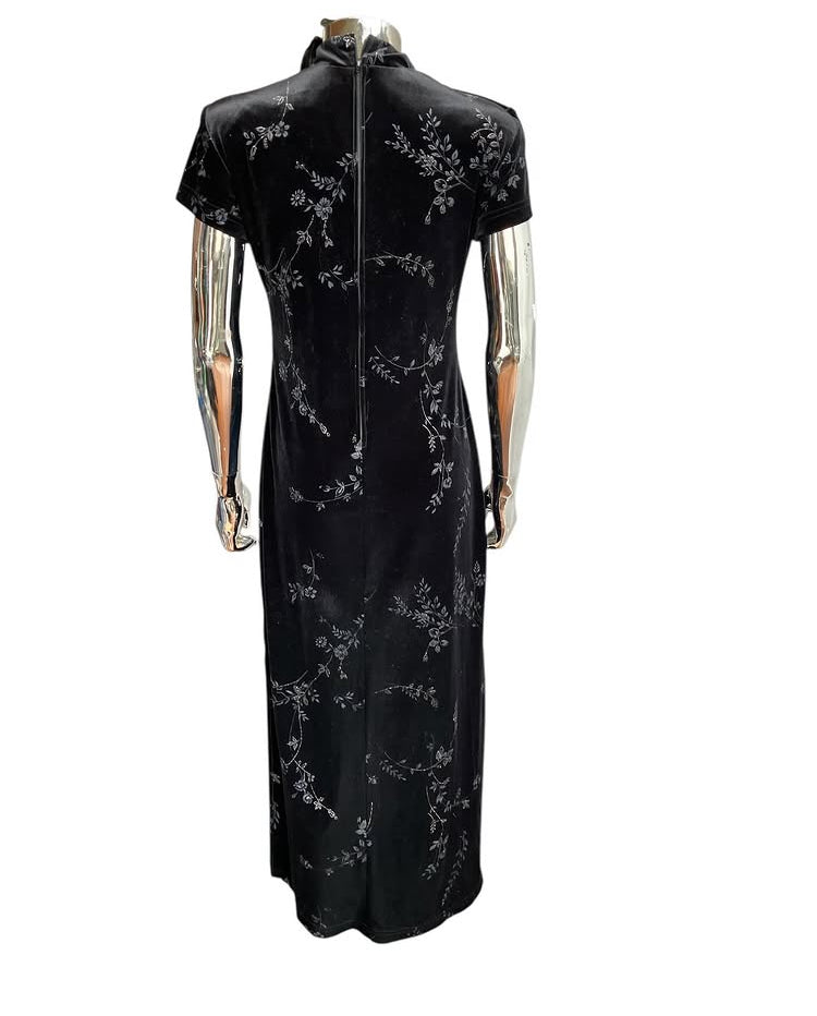 Vintage 1990s Velvet Floral Dress