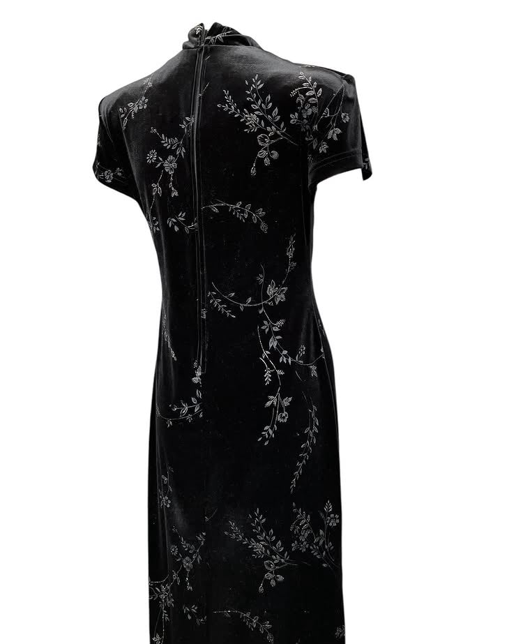 Vintage 1990s Velvet Floral Dress