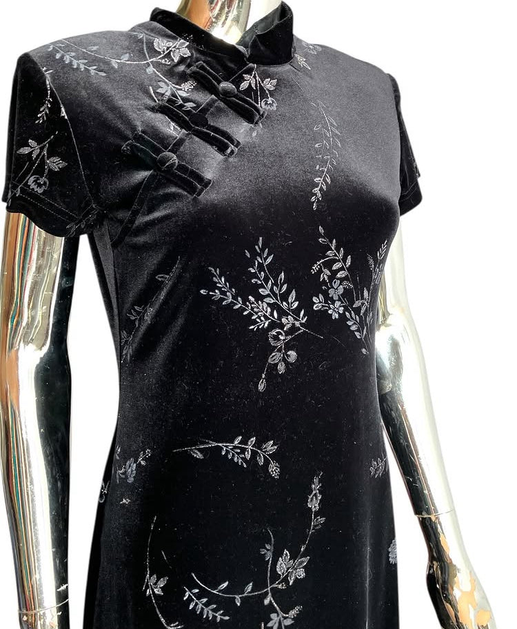 Vintage 1990s Velvet Floral Dress