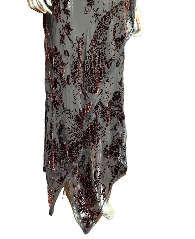 Vintage 1990s Velvet Deep Neckline Sheer Dress