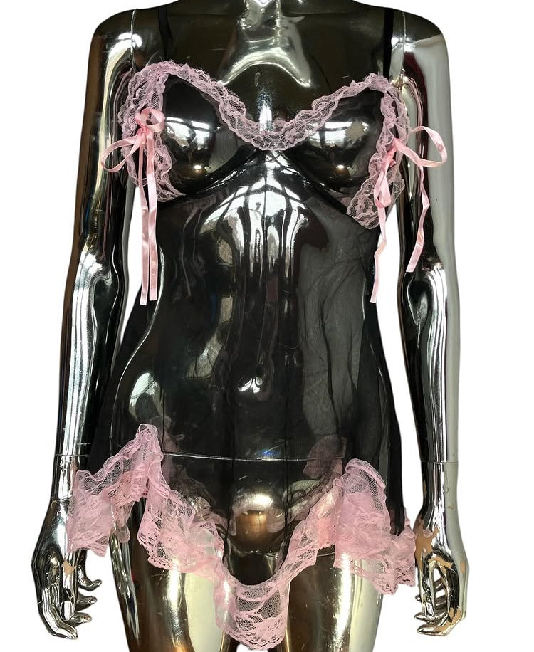 Vintage 1990s Sheer Pink Lingerie