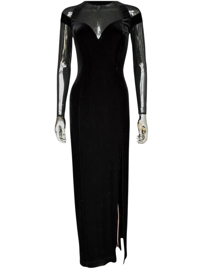 Vintage 1990s Tadashi Velvet Sheer Dress